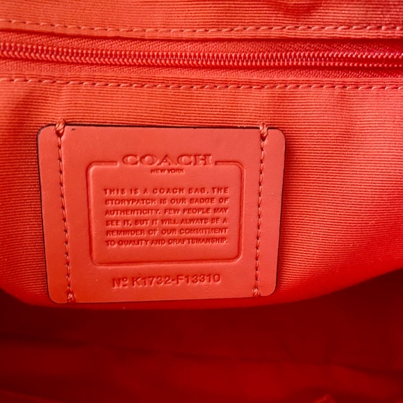 Coach Top Handle, Beige w/ Pink, Orange Detailing - Picture 10 of 10